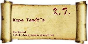 Kopa Tamás névjegykártya